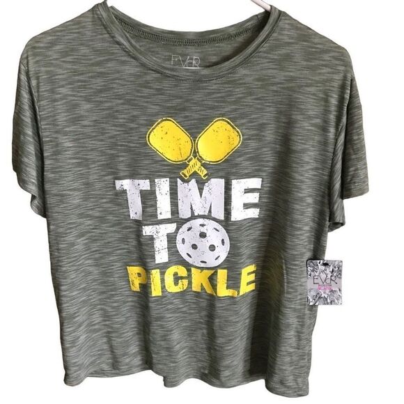 Pickle Ball cropped t-shirt EVCR size Large green New with tags activewear - Picture 1 of 5